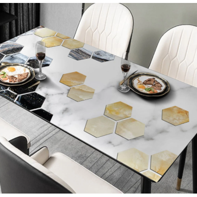 Дизайнерська скатертина ПВХ для дому з фактурою під шкіру "Golden Hive", 60*90 см Дизайнерська скатертина ПВХ для дому з фактурою під шкіру "Golden Hive", 60*90 см