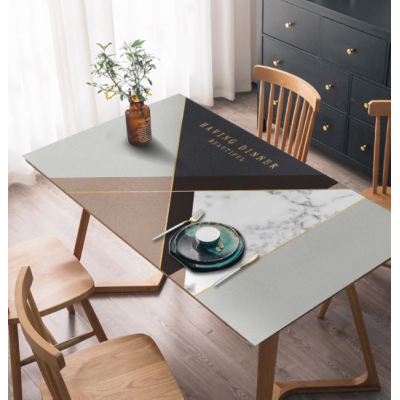 Водонепроникна скатертина під шкіру з принтом, кухонне покриття "Table Geometry", 60*90 см Водонепроникна скатертина під шкіру з принтом, кухонне покриття "Table Geometry", 60*90 см